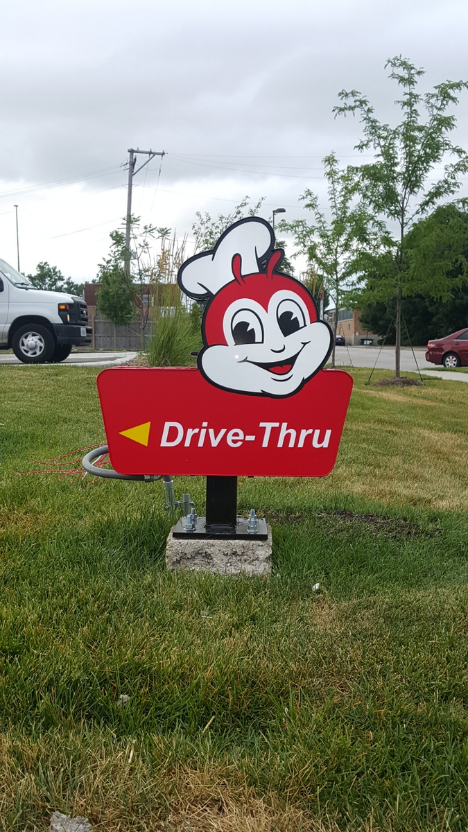 Drive-through fast-food directional signs in Chicago IL