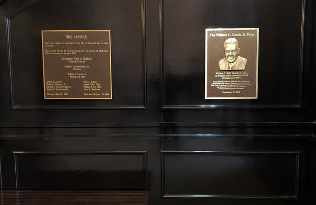 time capsule and dedication plaques in Elmhurst IL