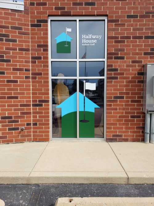 Die Cut Window Graphics for Virtual Golf Centers in DuPage County IL