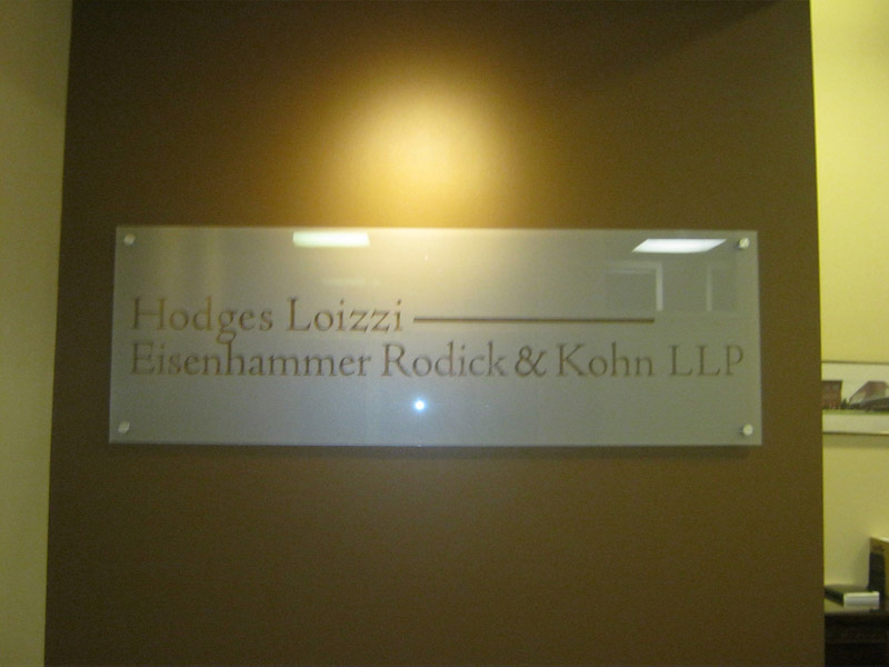 Acrylic panel lobby signs for law firms